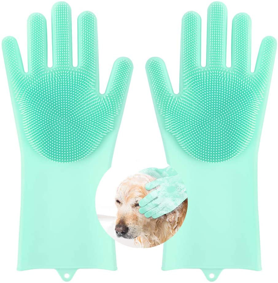Pet Grooming Gloves Silicone Dog Cat Bathing Shampoo Scrubber Hair Removal Glove 