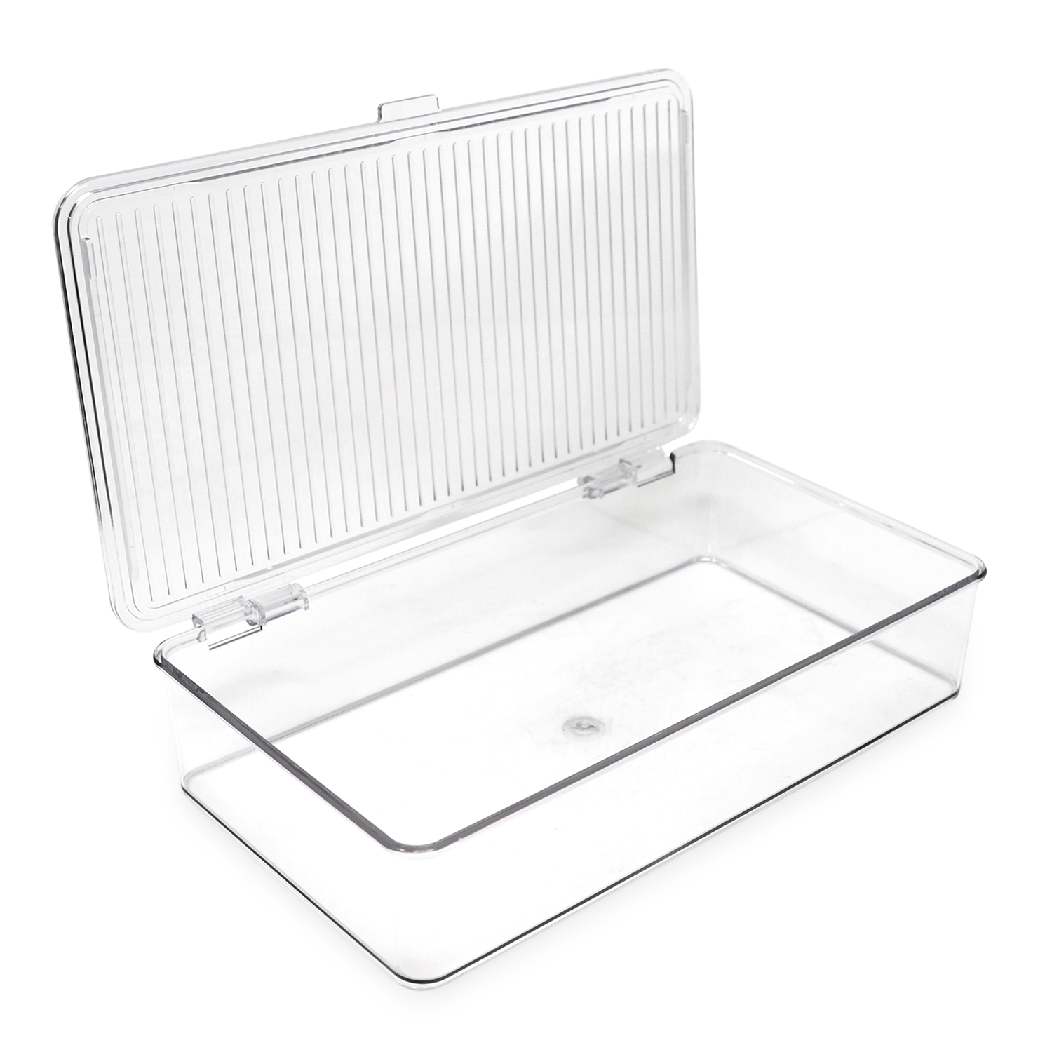 Isaac Jacobs Clear Hinged Small Storage Container Set, 3-Pack for Home Organization