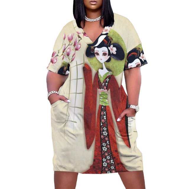 Sakura Girl Loose Pocket Dress Beachwear Long dress woman summer women's dress 2025
