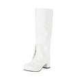 thumbnail image 2 of Tawop White Boots,Fashion Large Size Pants Boots Autumn Long Tube Thick Heel Shoes Boots Retro Knight Boots Thursday Boots Women Hiking Boots Women, 2 of 9