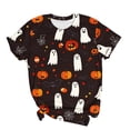 thumbnail image 3 of Ghost Web Cute Graphic T-Shirt for Women Crew Neck Short Sleeve Casual Tops Fall Tees Multicolor M, 3 of 5