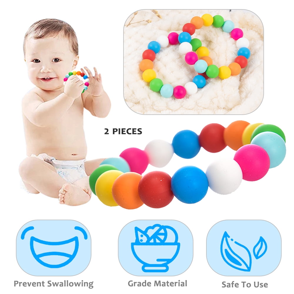 LNKOO 2 Pack Sensory Teething Bracelet for Baby Kids Boys and Girls