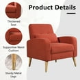 thumbnail image 5 of Miniyam Accent Chair with Pillow, Upholstered Armchair with Metal Legs, Comfy Single Sofa Chair for Living Room Bedroom, Red, 5 of 7