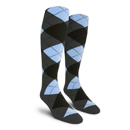 

Golf Knickers Colorful Knee High Argyle Cotton Socks For Men Women and Youth - VVVV: Charcoal/Light Blue/Black - Youth