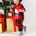 thumbnail image 3 of Conjunto de pijama navideño a cuadros rojos para bebés, sudadera con capucha y pantalones holgados con cintura elástica, de 9 a 12 meses, 3 of 8