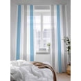 thumbnail image 3 of Sheer Curtains 108 Inches Long 2 Panels Set for Living Room, Blue Grey Striped Semi Sheer Curtains for Windows, Geometric Vertical Stripes Minimalist Voile Window Treatments Rod Pocket Curtain, 3 of 7
