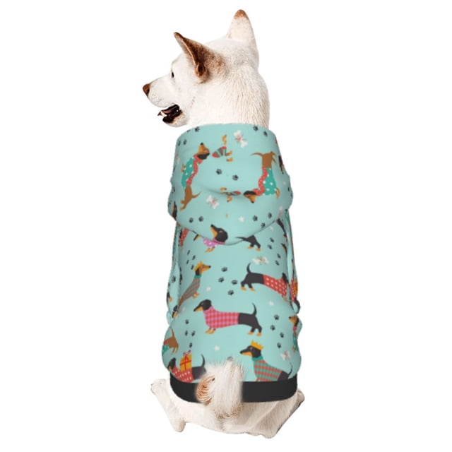 Balery Christmas Dachshund Sudadera con Capucha para Perros Pequeños – Ropa para Mascotas, Disfraz para Perros y Gatos, Ideal para Fiestas y Cosplay-Medium