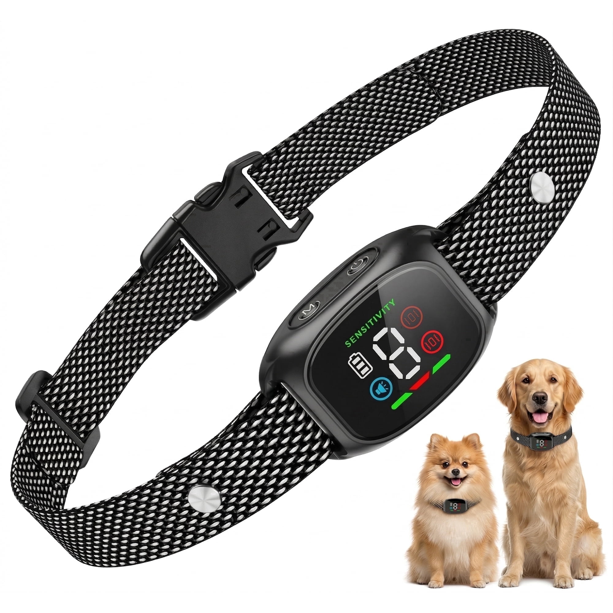 Tolobeve Rechargeable Anti-Bark Collar, 4 Modes and 8 Levels, IP67 Waterproof for Small-Medium Dogs, Black