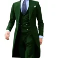 thumbnail image 3 of Traje elegante para hombre, traje ajustado, 3 piezas, chaqueta, chaleco, pantalones, conjunto de esmoquin formal para boda, escenario, fiesta, abrigo largo, 3 of 5