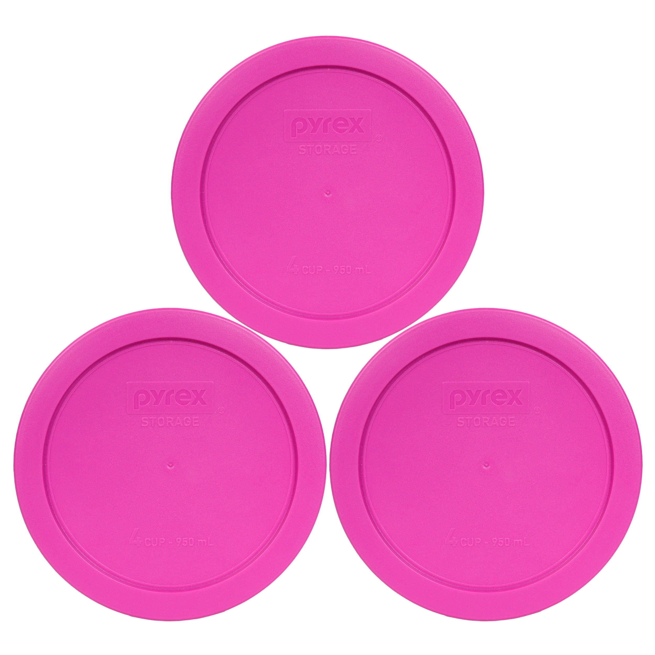 Pyrex Replacement Lid 7201PC Pink Round Plastic Cover (3Pack) for