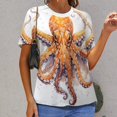 thumbnail image 6 of Octopus in The Mysterious Ocean Women's Short Sleeve Tops Casual Blouses T Shirt, 6 of 6