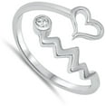 thumbnail image 4 of EKG Heart Beat White Cubic Zirconia Promise Ring .925 Sterling Silver Band Jewelry Female Size 8, 4 of 4