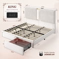 thumbnail image 4 of EnHomee Bed Frame King Size Bed Frame with 2 Storage Drawers Bed Frame with 51.2"Tall Headboard Upholstered  Bed Frame with Charge Station,Beige,No Box Spring Needed, Noise Free, 4 of 7