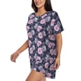 thumbnail image 2 of Bingfone Flowers Print Pajamas Sets for Women Soft Short-Sleeved Pjs with Lounge Shorts Two Piece Sleepwear, 2 of 8