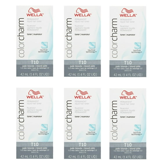 WELLA COLOR CHARM Permanent Liquid PALE BLONDE Toner 1.4 oz HC-T10 (6 Pack)
