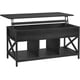 thumbnail image 1 of VASAGLE Mesa de Centro Elevable, Mesa Centro con Compartimentos Ocultos y Estante de Almacenamiento, para Salón, Estructura de Acero, 50 x 100 x (49-62) cm, Negro con Veta de Madera, 1 of 6