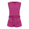 thumbnail image 5 of LSONABXA Hot Pink Baseball Caps for Women Under $15 Women's Cap Sleeve Crewneck Top & Drawstring Short Outfit Two Piece Set T Shirt And Short, 5 of 6