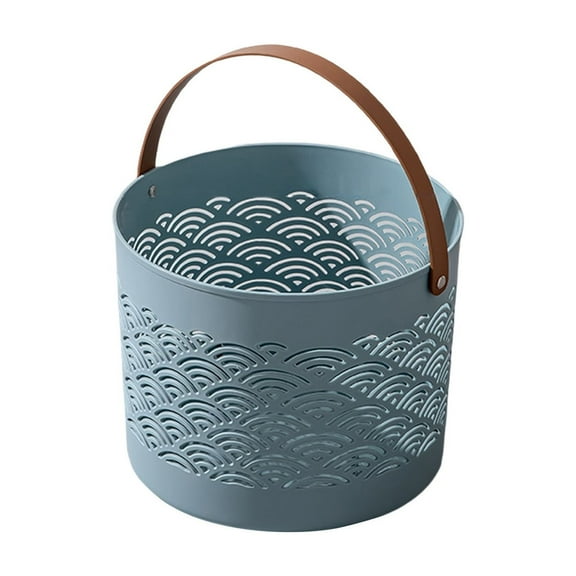 9.84in Portable Mesh Laundry Basket Breathable Dirty Clothes Organizer Bathroom Desktop Storage Bin(Blue)