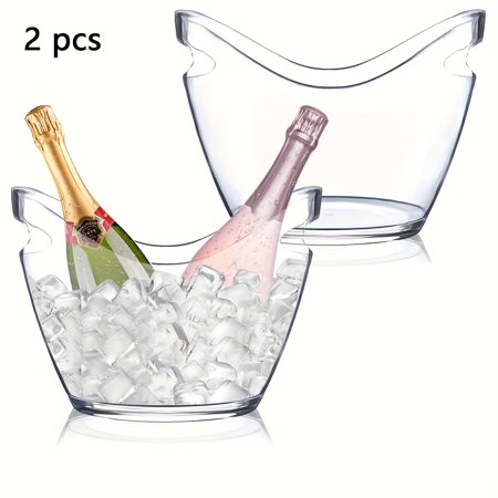 

YWKJC Ice Bucket Set of 2 - Versatile Non-Food Contact Clear Beverage Chiller for Parties Picnics & Events