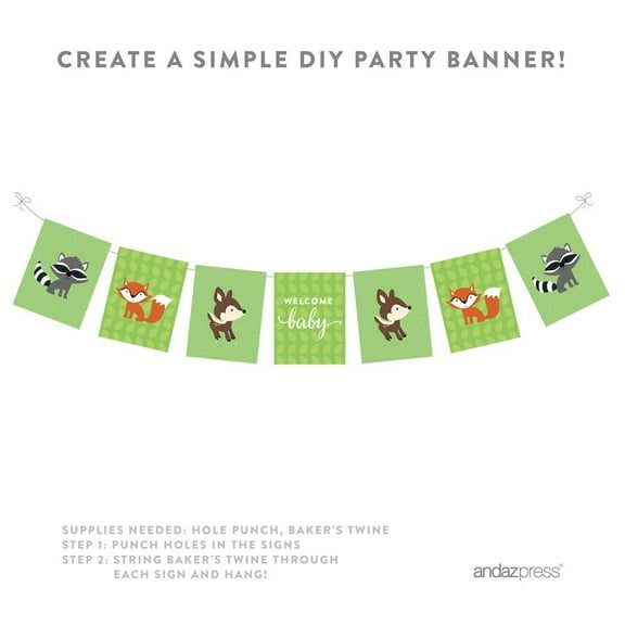 Woodland Forest Baby Shower Party Signs & Banner Decorations, 20-Pack