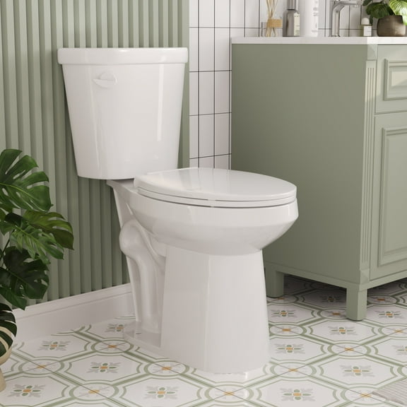2-Piece 1.28 GPF Single Flush Elongated 19" ADA Tall Toilet in White MAP 1000, Slow-Close Seat Included