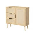 thumbnail image 4 of Antique Natural Rattan Wood Sideboard with Drawer and Shelf for Bedroom Secure Anchoring, 4 of 5