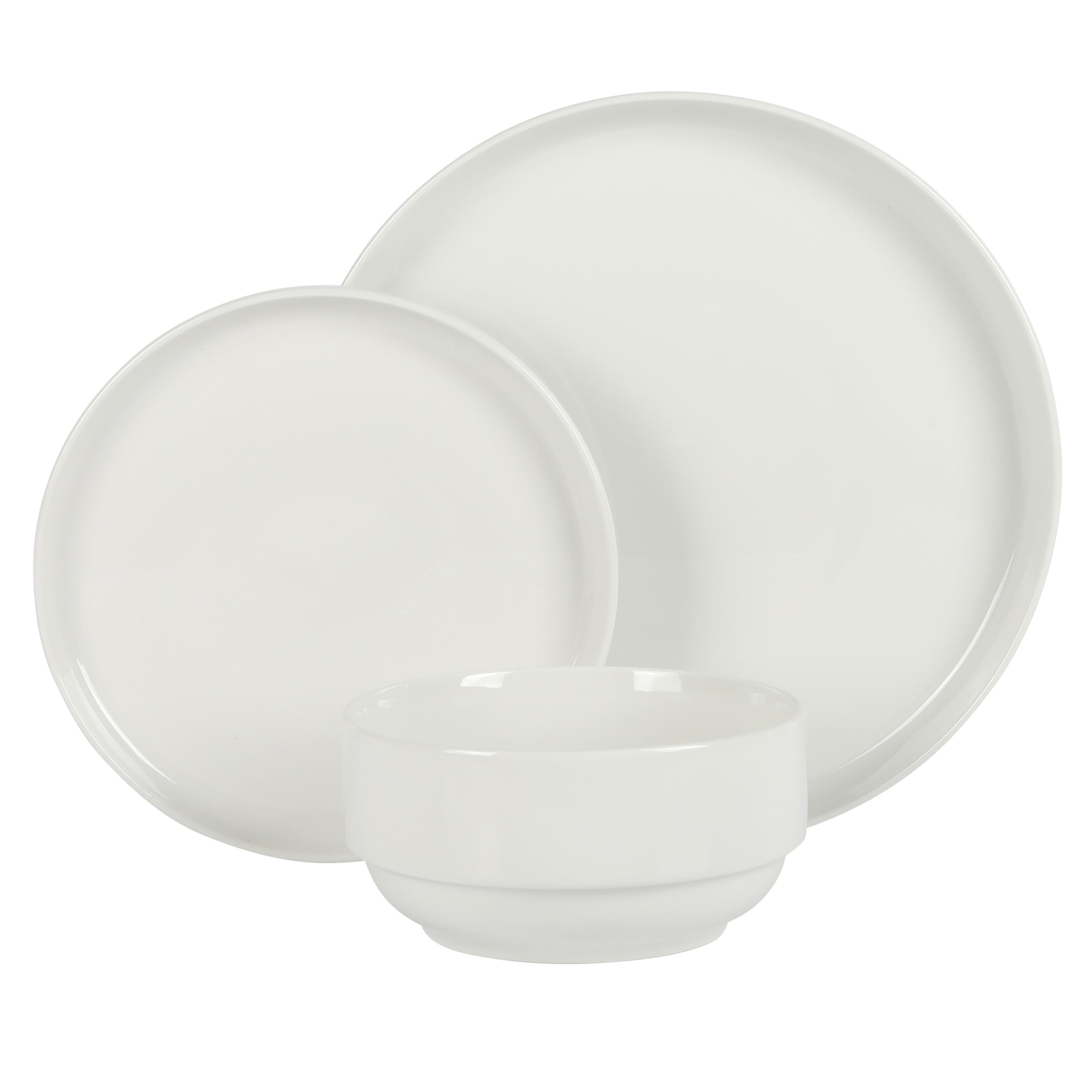 Home Zen Buffet White Porcelain Dinnerware Set for 4 with Square Plates, Bowls, Mugs, Chip and Scratch Resistant, Dishwasher and Microwave Safe, 16 Piece