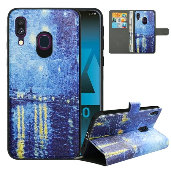 Labanema Samsung Galaxy A40 2019 Case with Kickstand, 2 in 1 Detachable Magnetic Protective Folio Flip Cover for Samsung Galaxy A40 2019 (River)