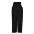 thumbnail image 6 of Sakmal High Waisted Pants Women Wide Leg Pleated Drawstring Elastic Waist Black Solid Pants, 6 of 8