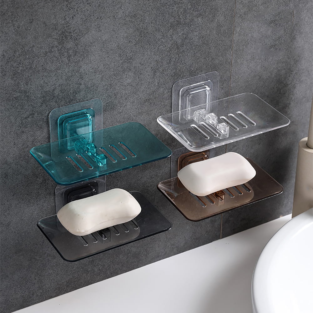 e-pak Modern Wall Mount Bathroom Brushed Nickle Soap Storage Holder&Plastic Dish 