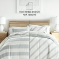 thumbnail image 3 of Noble Linens 3-Piece Light Gray Distressed Stripe Reversible Print Comforter Set,Full/Queen, 3 of 13