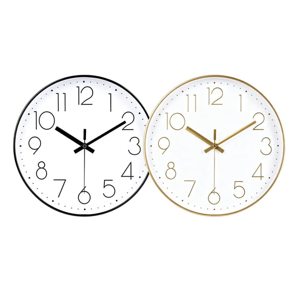 Reloj de pared jomparis 30 cm, pack de 2, negro y dorado