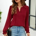 thumbnail image 3 of Oplxuo Womens Tops Dressy Casual Long Sleeve Shirts V Neck Chiffon Blouses Fall Outfits for Women 2025, 3 of 6