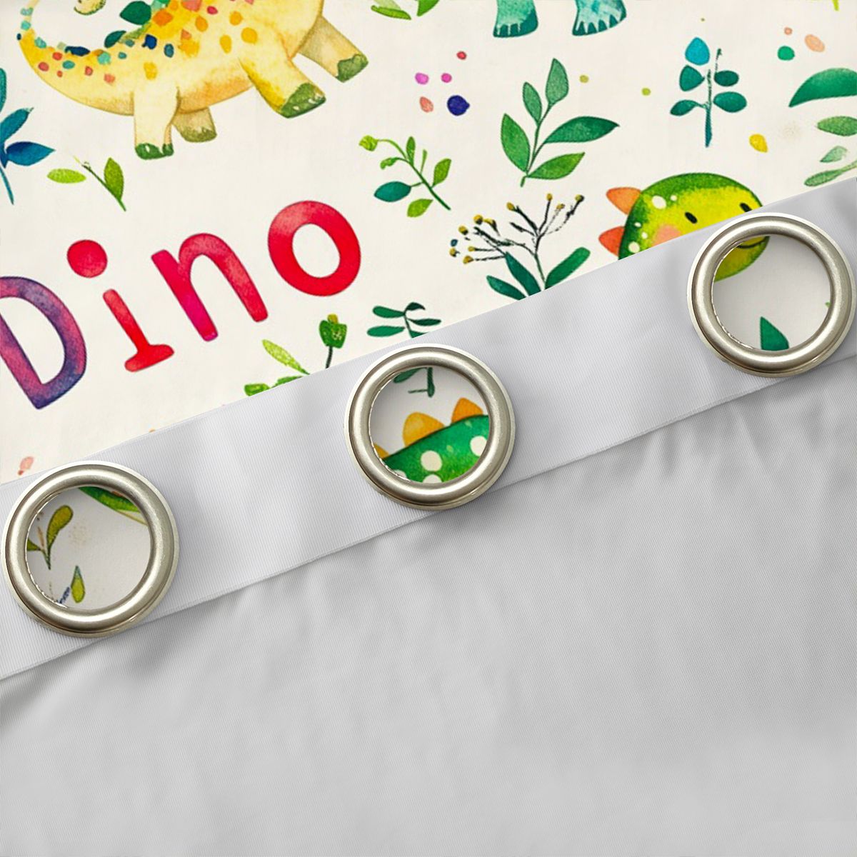 Homewish Safari Animaml Dinosaur Blackout Curtains Set of 2 (52x84 Each),Watercolor Graffiti Dino Window Curtains,Beige Green Blue Curtains and Drapes For Boy Kids,Microfiber Bedroom Decor