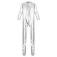 thumbnail image 4 of iixpin Women's One-Piece Gymnastics Leotard Spandex Zentai Unitard Body Suit Dancewear Jumpsuit Silver 3XL, 4 of 5
