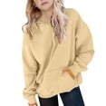 thumbnail image 2 of Girls Casual Long Sleeve Hoodies Cute Oversized Fleece Pocket Sweatshirt Tops Beige 5-6 Years, 2 of 6
