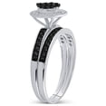 thumbnail image 3 of Sterling Silver Round Black Color Enhanced Diamond Bridal Wedding Ring Band Set 1/2 Cttw, 3 of 4