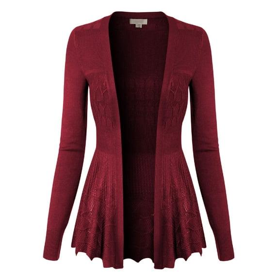 Made by Olivia Women's Long Sleeve Crochet Knit Draped Open Sweater Cardigan