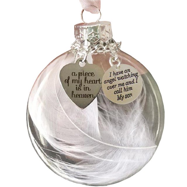 Bewildely Adorno navideño transparente, bola de plumas redonda, adornos de bolas de plástico transparente, decoración de árbol de Navidad, colgante Decoración del hogar Numero 3 Bewildely HA042018-03