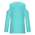 thumbnail image 5 of AXXD Womens Tops Trendy Basic Summer 2024 Casual Solid Off Shoulder Pullover Long Sleeve Top Long Sleeve V-Neck Top/Shirt, 5 of 5
