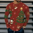 thumbnail image 2 of Christmas T-Shirts for Men Long Sleeve Merry Christmas Graphic Pajamas Tee Crew Neck Casual Slim Fit Family Xmas Gift Mens T-Shirts Red XXXL, 2 of 5