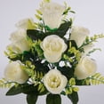thumbnail image 2 of Nvzi 3 bundles+artificial rose bouquet, Off White, 17 inches long, UV resistant outdoor artificial silk bouquet, plastic stems with leaves, all season wedding courtyard decoration, 2 of 5