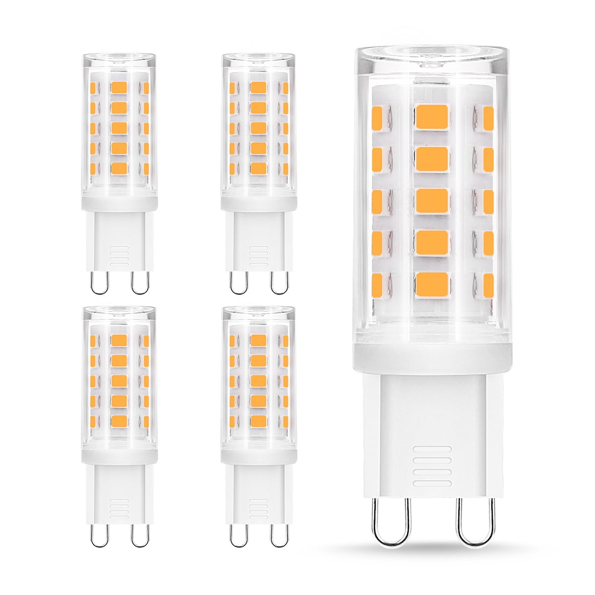 Non-dimmable G9 Base Bulbs G9 Ceramic Base LED Light Bulbs 4W Warm White 3000K G9 Warm White Bulbs for Home Lighting 40W Halogen Equivalent 450LM 5 Pack 