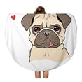 thumbnail image 1 of SIDONKU 60 inch Round Beach Towel Blanket Doodle of Funny Lovely Pug Baby Beautiful Boy Travel Circle Circular Towels Mat Tapestry Beach Throw, 1 of 2