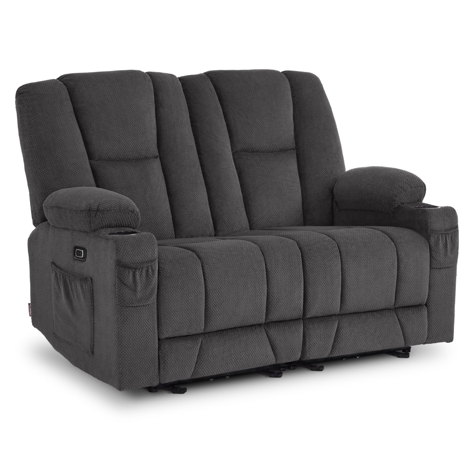 MCombo Power Loveseat Recliner w/ Massage USB Port for Living Room Gray Fabric 6025