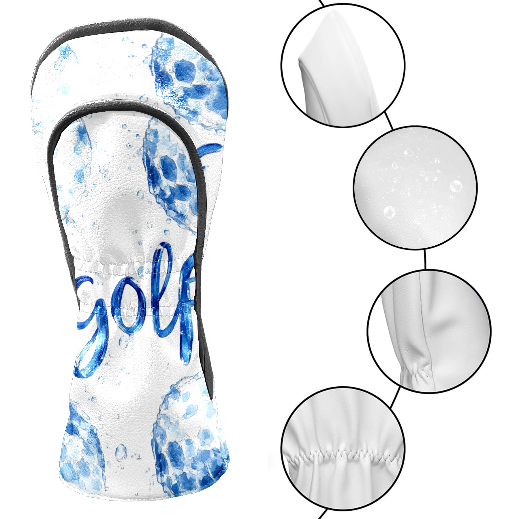 Golf Club Covers PU Leather Waterproof Head Covers for Fairway Woods Hybrids