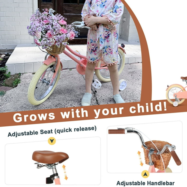 Glerc Little Molly 16 inch Kids Girls Bike for 4-7 Years Old