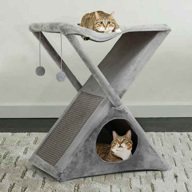 112m consumers helped this year. coziwow 25 8 foldable cat tree tower hammock condo scratching post tower x frame cat house for small medium cats with scratcher play balls gray