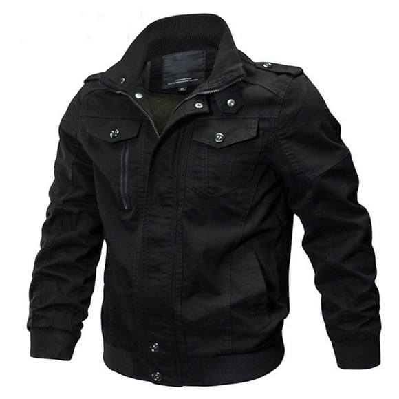 Outfmvch Jackets for Men Autumn Winter Military Clothing Zipper Pocket Loose Breathable Coat Womens Tops Cardigan for Men Black