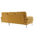 thumbnail image 5 of L-Shaped Modular Sofa, Indoor Sectional Sofa with Gold-Plated Feet, Chenille Fabric 3-Seater Sofa Couch with Soft Paded Seat, Upholstered Accent Sofa for Living Room Apartment Small Space, Yellow, 5 of 8